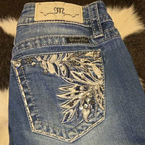 Miss Me Blue Jeans with Silver Embroidery - Picture 1 of 4